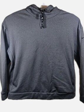Nike Gray High Neck Hoodie, Women's Size Large Long Sleeve, Logo on Ties